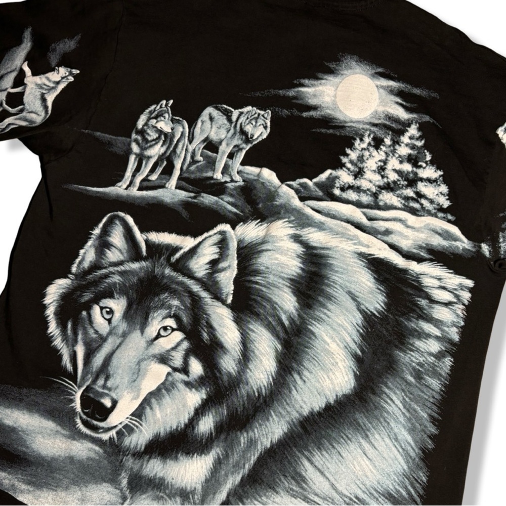 Vintage 1994 Wildlife Wolf AOP T-Shirt - Picture 3 of 5